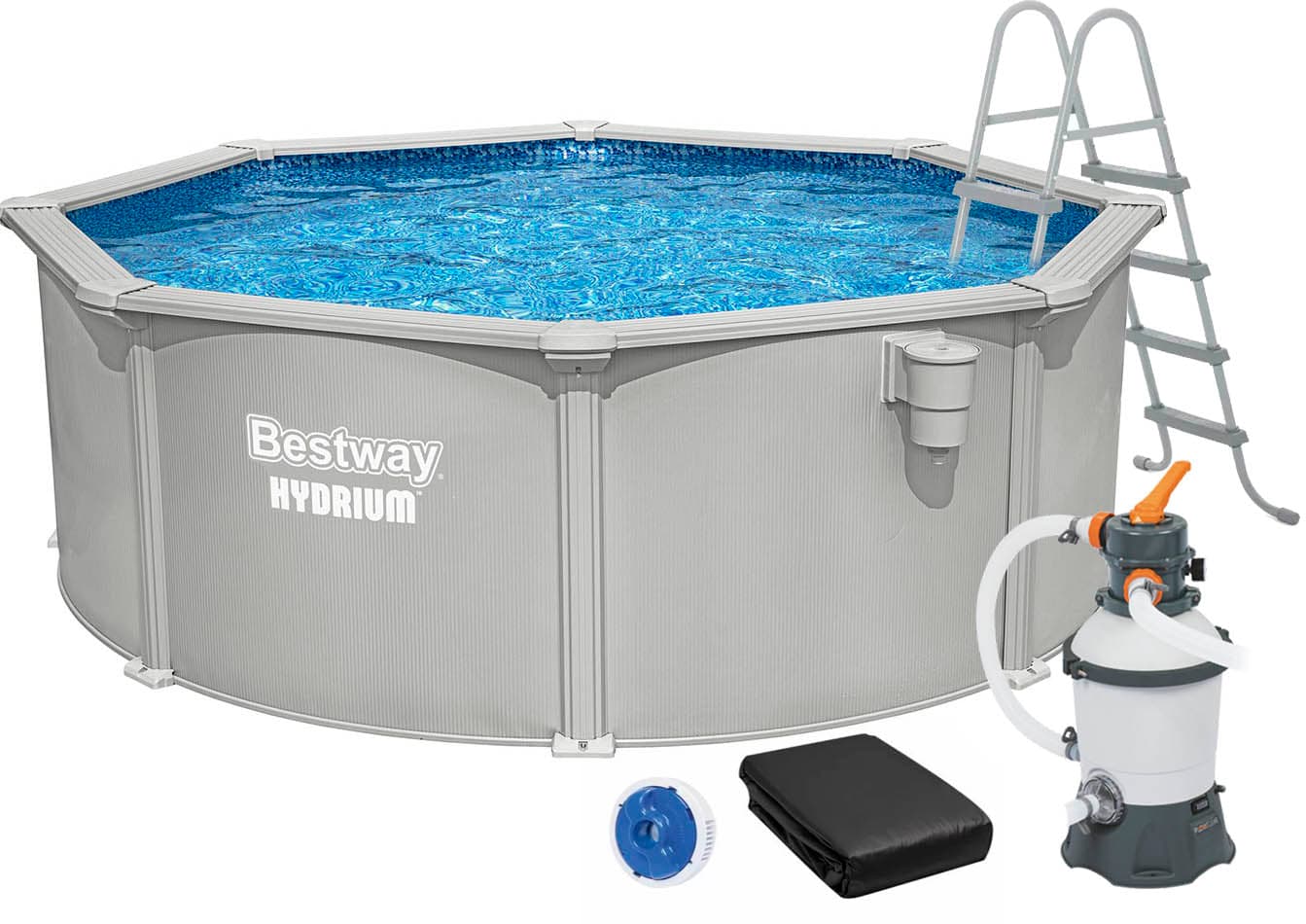 Збірний басейн Bestway Hydrium 56574 (360x122 см) з пісочним фільтром, драбиною та тентом