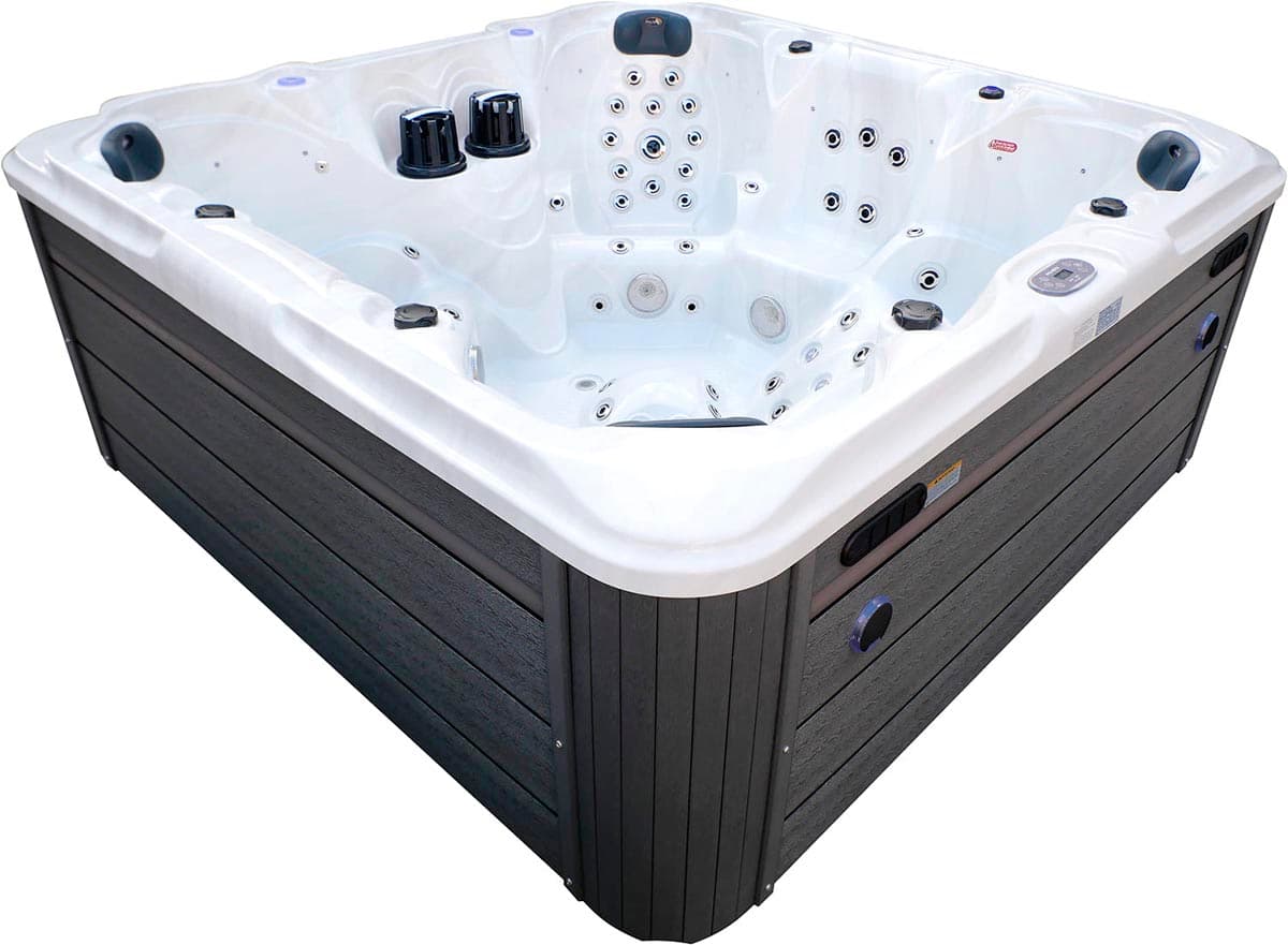 СПА-басейн Aquajoy Maldives (230х230х95 см), сріблясто-білий мармур, з динаміками та LED-підсвічуванням